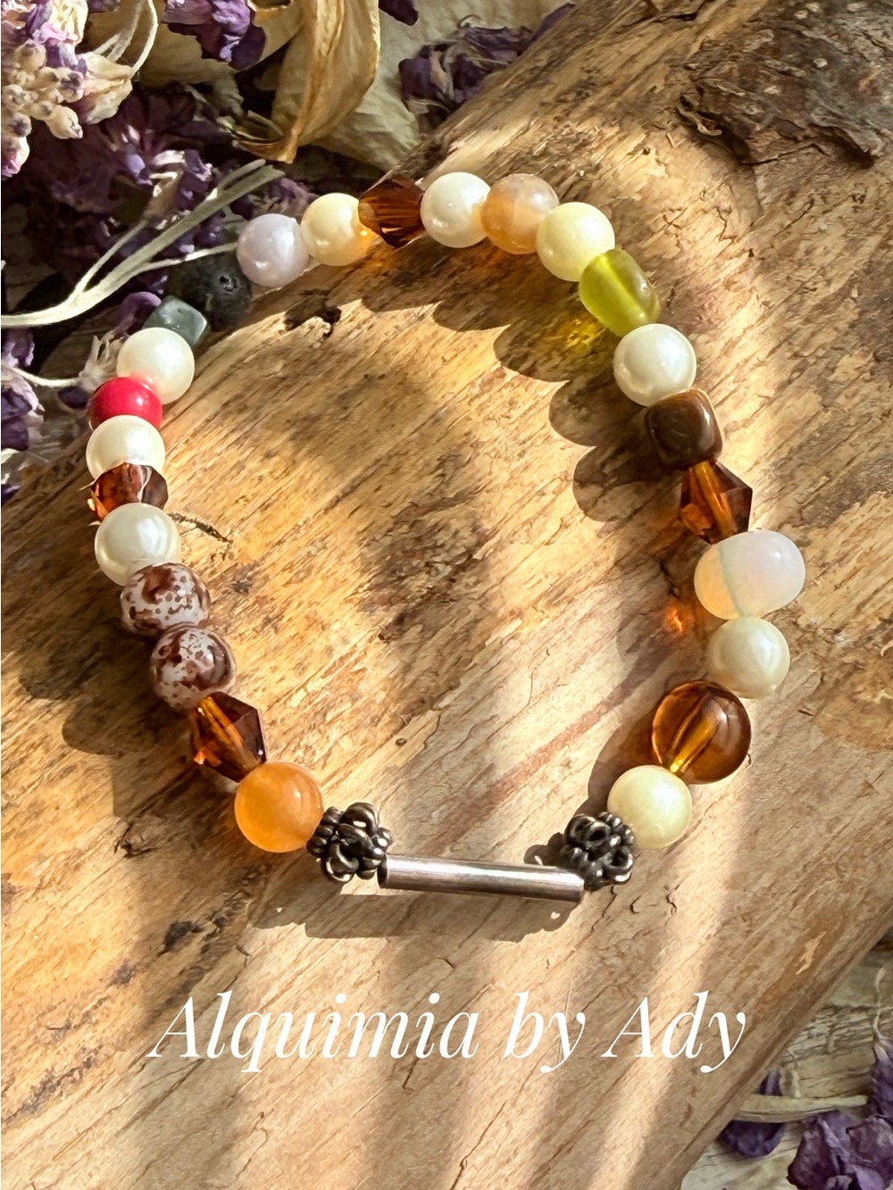 Fall Mixed Bead Bracelet in Brown, Cream & Amber Tones